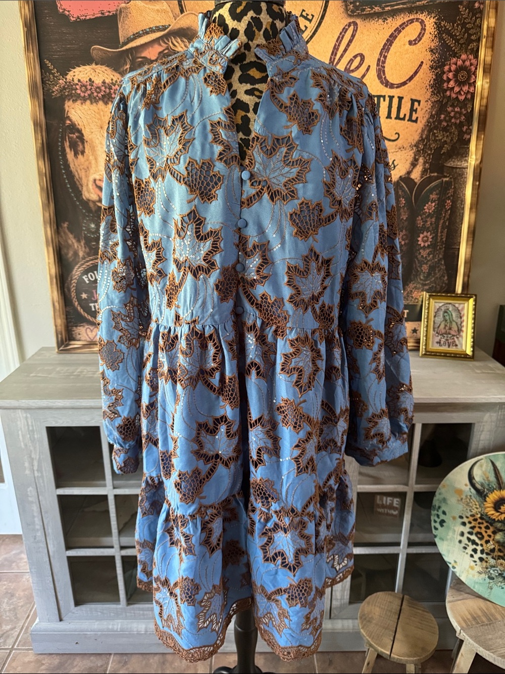 NWT LOVELO Ladies Fall Leaf Eylet and Sequin Dress  Sz 1XL